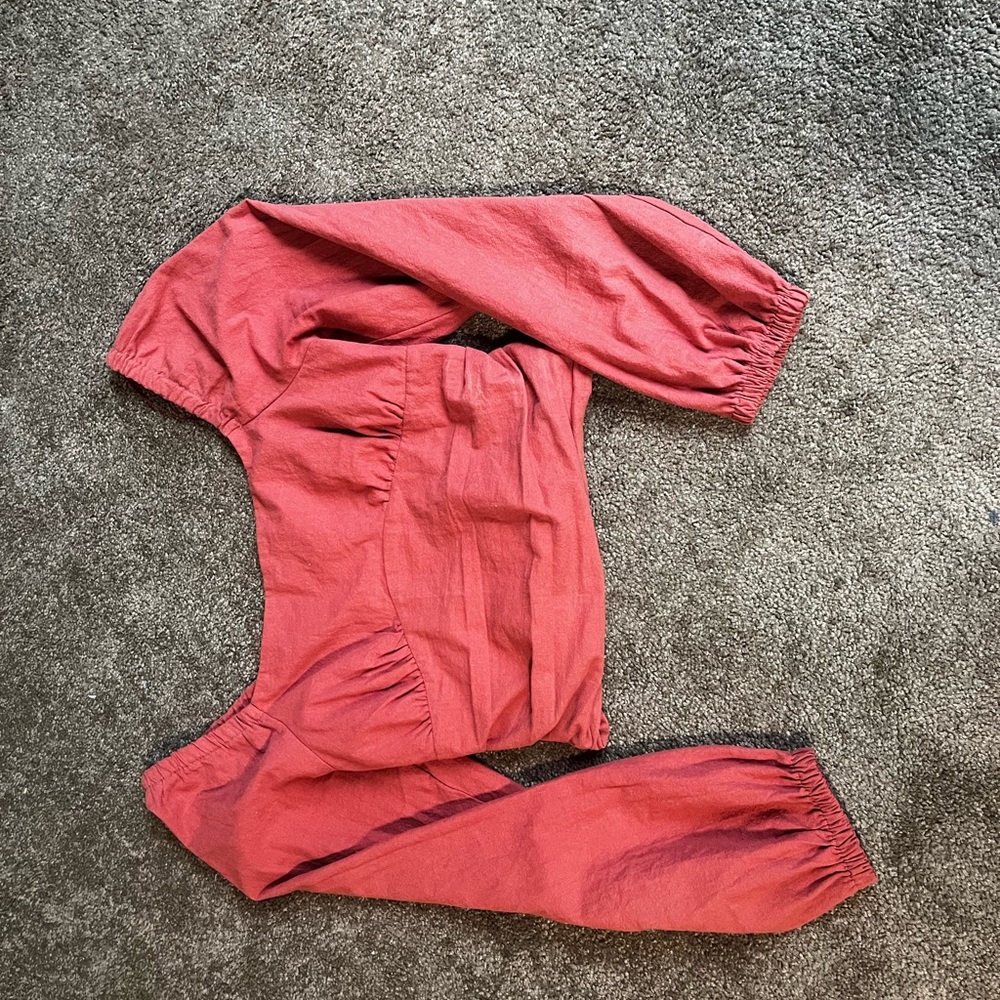 Coral Long Sleeve Crop Top